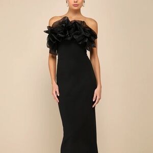 Lulu's Black Strapless Ruffle Dress